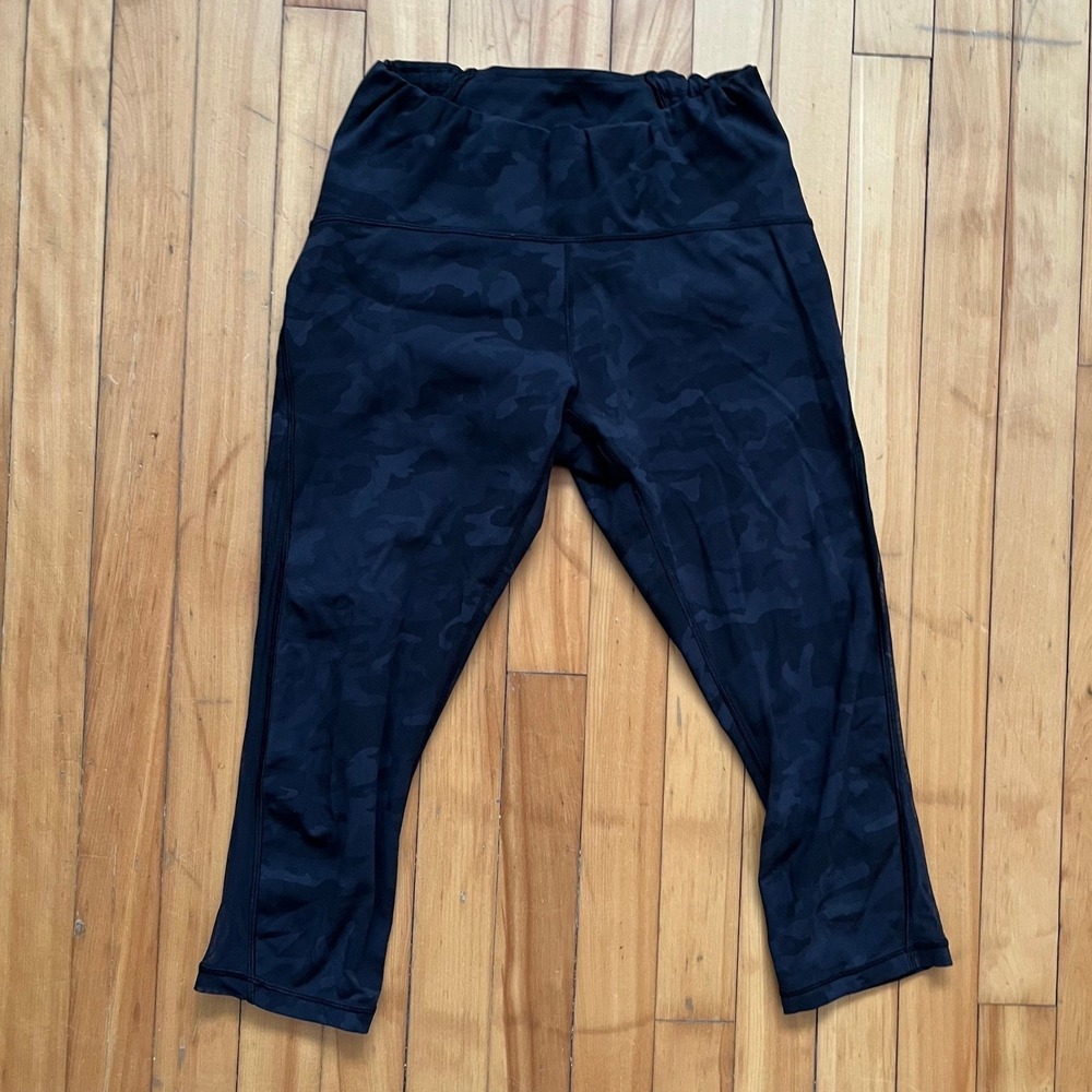 Lululemon Pace Rival Crop Leggings 10 Black Heritage Camo Deep Coal Multi W6AV0S